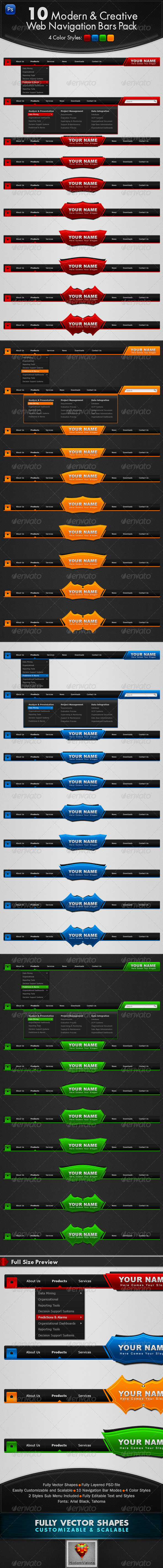10 Modern & Creative Web Navigation Bars Pack
