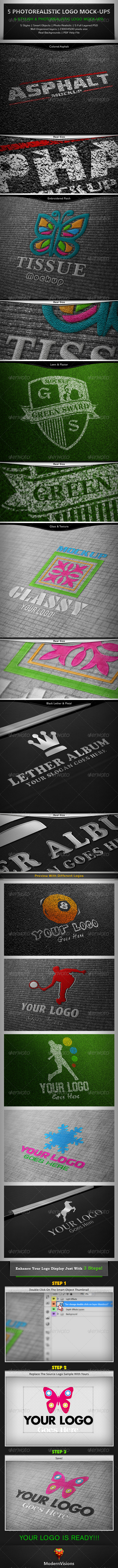 5 Photorealistic Logo Mock-Ups