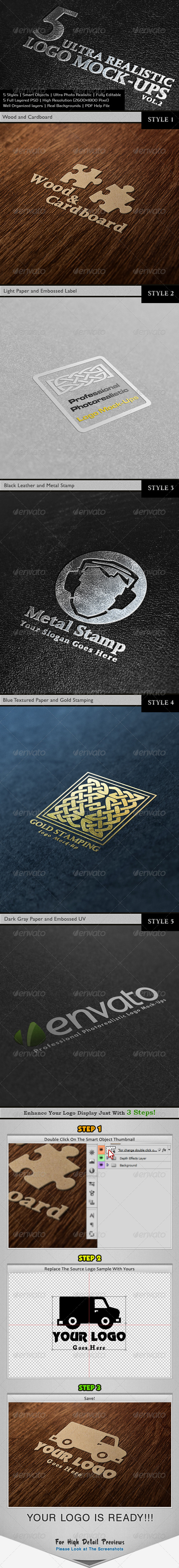 5 Ultra Realistic Logo Mock-Ups Vol.2