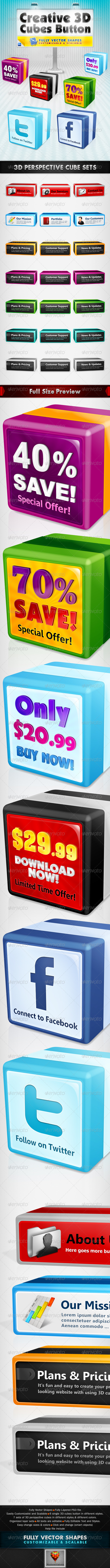 Creative 3D Cubes Button